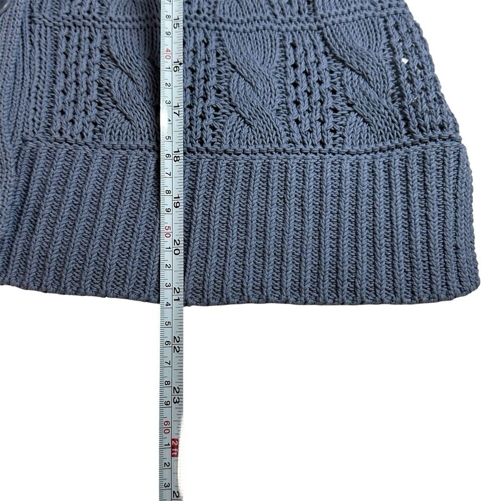 Madewell Blue Open Stitch Cable Knit Cotton Cardigan Sweater Sz M Timeless Cold - Picture 8 of 10